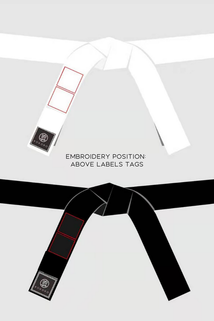 Embroidery service available for martial art belts. Choose embroidery position.