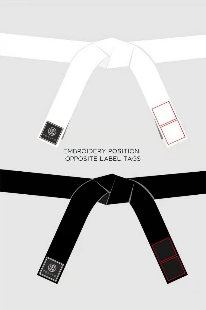 Embroidery service available for martial art belts. Choose embroidery position.